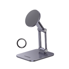 Soporte de Aluminio Magnético para Smartphone | Fuerza Magnética Súper Potente 500g | Compatibilidad IPhone 15/14/13/12 | Apto para celulares Android | Altura y Angulo Ajustable | Protección Antideslizante | Portátil.