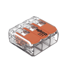 Borne de Conexión con Palancas / 3 Conductores / Carcasa Transparente / Tecnología CAGE CLAMP® / 4 mm² (12 AWG) / 450V 32A / T85