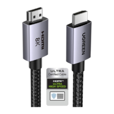 Cable HDMI 2.1 de 8K@60Hz | 2 Metros (6.56 Pies) | 48Gbps | HDR10+ | 3D Inversivo | eARC | Dolby ATMOS | VVR | QMS | QFT | ALLM | 3 Modos de Visualizaci?n | Certificado HDMI 8K | Niquelado | Nylon Trenzado | Carcasa de Aluminio