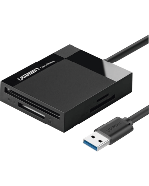 Lector de Tarjetas USB-A 3.0  a CompactFlash (CF)/ MemoryStick (MS)/ TransFlash (TF)/ SecureDigital (SD) | 4 en 1 | 5Gbps | Hasta 2TB | Soporta Windows/Mac OS/Linux/Android | Lectura de tarjetas simultánea | Cable de 15cm.