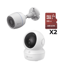 Kit de cámaras WiFi / Incluye 1 pieza CSH6C/3MP  Para Uso en Interior / 1 pieza CS-H3C Para Uso en Exterior / 1 PZA Micro SD HS-TF-E1/32G / Detección de Movimiento / Notificaciones Instantáneas