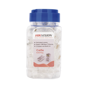 Bote con 100 Piezas de Plug Modular RJ45 / Cat 5e / Chapado en Oro a 30 Micras / Sin Blindaje / F?cil Instalaci?n / Uso Interior / Soporta Norma TIA-568B / Cumple con RoHS 2.0
