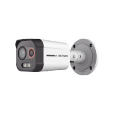 Cámara Bala IP Térmica y Óptica Biespectral / Detección Térmica de Incendios y Humos / Medición de Temperaturas / Alcance hasta 20.3 m / Térmica 96 x 72 / Óptica 4 MP ColorVu / IP67 / Audio y Alarma