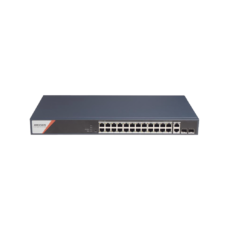 Switch Gigabit PoE+ / Administrable / 24 Puertos 1000 Mbps PoE+ (4 Puertos PoE++ 90 W) / 2 Puertos 1000 Mbps de Uplink / 2 Puertos SFP / Configuración Nube Hik-PartnerPro / Modo Extendido hasta 300 Metros / 370 W