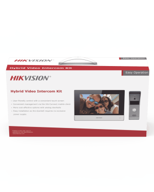 Kit de Videoportero Analógico de Metal / IP a 4 Hilos con Función de Llamada a App Hik-Connect / Monitor se Conecta a Internet por Cable o WiFi y por 4 Hilos al Frente de Calle  IP65 / Expandible a Mas Equipos