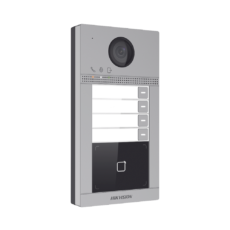 Videoportero IP 2 Megapixel / Llamada y Apertura Remota desde App Hik-Connect (Requiere monitor )/ PoE / Exterior IP65 + Antivandalico IK08 / 4 Departamento / Apertura con Tarjeta / Soporta 2 Puertas y hasta 6 Monitores