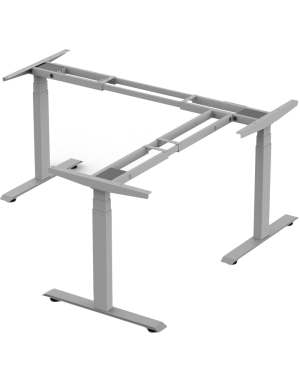 Base de Escritorio Motorizado Profesional Tipo L (3 Columnas) / Altura Ajustable 60-125cm / Estructura Estable / Funcionamiento Suave / 4 Preset de Posiciones / Color Gris / Soporta hasta 150Kg de carga