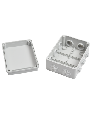 Caja Estanca de PVC Para Derivación y Conexión, 10 Entradas, Tapa Atornillada, 150x110x70 mm (Área interna), Uso Exterior IP55, Material que no Propaga el Fuego y Libre de Hálogenos