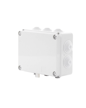 Caja de derivación de PVC Auto-extinguible con 10 entradas, tapa atornillada, 190 x 140 x 70 MM, Para Exterior (IP55)