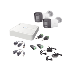 Kit HiLook Audio Bidireccional TurboHD 1080p / DVR 4 Canales / 2 Cámaras Bala (Exterior) con Bocina y Microfóno Integrado / 2 Fuentes de Poder / Accesorios