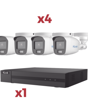 [Kit] DVR 4 Canales TurboHD + 1 Canal IP / 2 Megapixel (1080pLite) / AcuSense Lite / Audio por coaxitron / 1 Bahia de disco duro / 4 Cámaras 2 Megapixel tipo Bala / ColorVu Lite + Microfono Integrado