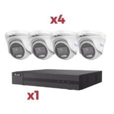 [Kit] DVR 4 Canales TurboHD + 1 Canal IP / 2 Megapixel (1080pLite) / AcuSense Lite / Audio por coaxitron / 1 Bahia de disco duro / 4 Cámaras Metalicas / 2 Megapixel tipo turret / ColorVu Lite + Microfono Integrado
