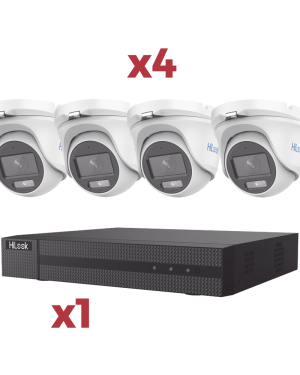 [Kit] DVR 4 Canales TurboHD + 1 Canal IP / 2 Megapixel (1080pLite) / AcuSense Lite / Audio por coaxitron / 1 Bahia de disco duro / 4 Cámaras Metalicas / 2 Megapixel tipo turret / ColorVu Lite + Microfono Integrado