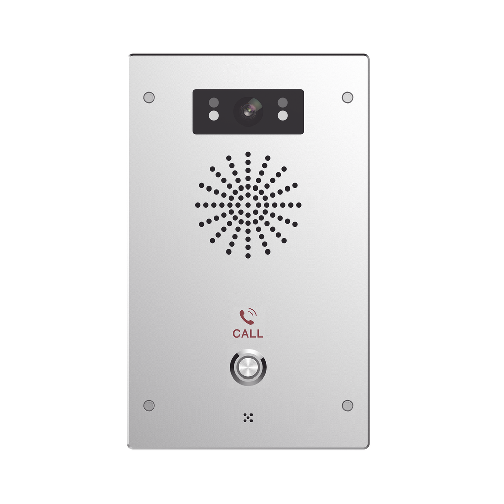 Video Intercomunicador IP, 2 líneas SIP, 2 relevadores con botón para llamada, Onvif, anti-vandálico, PoE, IP65 e IK10, PoE