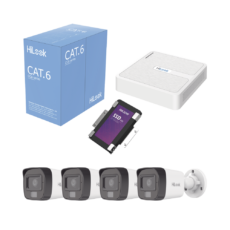 Kit IP 2 Megapixel / NVR de 8 Canales con 8 Puertos PoE / 4 Cámaras IP Bala para Exterior / Micrófono Integrado / Bobina de Cable de 305 mts / SSD 1 TB
