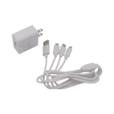 Cargador de pared USB de 5 Vcc 2A / Multi-puertos / USB-C / Micro USB / Tipo C / Lightning (iPhone) / Extensión de cable 1.2 metros