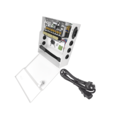 Fuente de Poder con ajuste de voltaje de 11- 15 Vcc / 10 A / 9 Salidas / Capacidad de Batería de Respaldo / Requiere Batería / Voltaje de Entrada 96-264 Vca