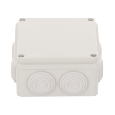 Caja Derivación-Conexión de Plástico (100 X 100 X 54 mm) con 7 Glándulas de Goma. Para Instalaciones Comerciales, Residenciales e Industriales. Incluye Tornillería para su Tapa.