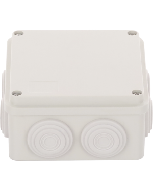 Caja Derivación-Conexión de Plástico (100 X 100 X 54 mm) con 7 Glándulas de Goma. Para Instalaciones Comerciales, Residenciales e Industriales. Incluye Tornillería para su Tapa.