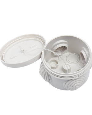 Caja Derivación-Conexión de Plástico Circular con 4 Glándulas de Goma (70 diámetro X 48 alto mm). Para Instalaciones Comerciales,  Residenciales e Industriales. Cerrado a Presión.
