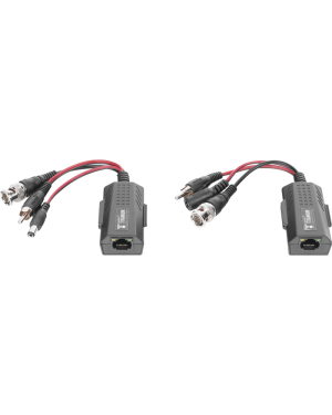 Kit de transceptores activos, envía alimentación 12V/24Vcc/AC, video y audio a una distancia de hasta 150 m en 4K para aplicaciones de video por UTP Cat 5e / 6 en alta definición.