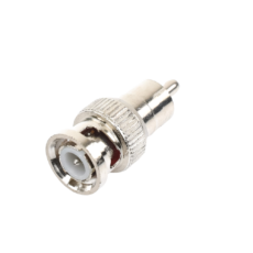 Adaptador en L?nea para 75 Ohm, de Conector BNC Macho a RCA Macho en Aplicaciones de Audio-Video para C?maras, Monitores y DVR's.