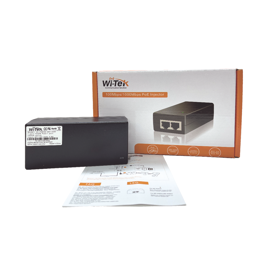 Inyector Hi-PoE 60 W Gigabit / Alimenta Equipos PoE 802.3 af Hasta 15W - PoE at Hasta 30W - PoE bt Hasta 60W / Instalación Para Interior / Alcance de Hasta 100 metros / Plug and Play / No se Necesita Configurar - Imagen 2