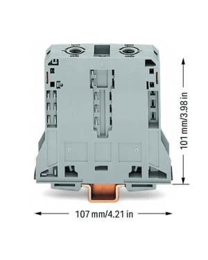 Borna de Paso para Corrientes Elevadas, 95 mm², POWER CAGE CLAMP, 2 Puntos de Conexión, 232 A, 1000 V, Montaje Carril DIN 35×15, Gris