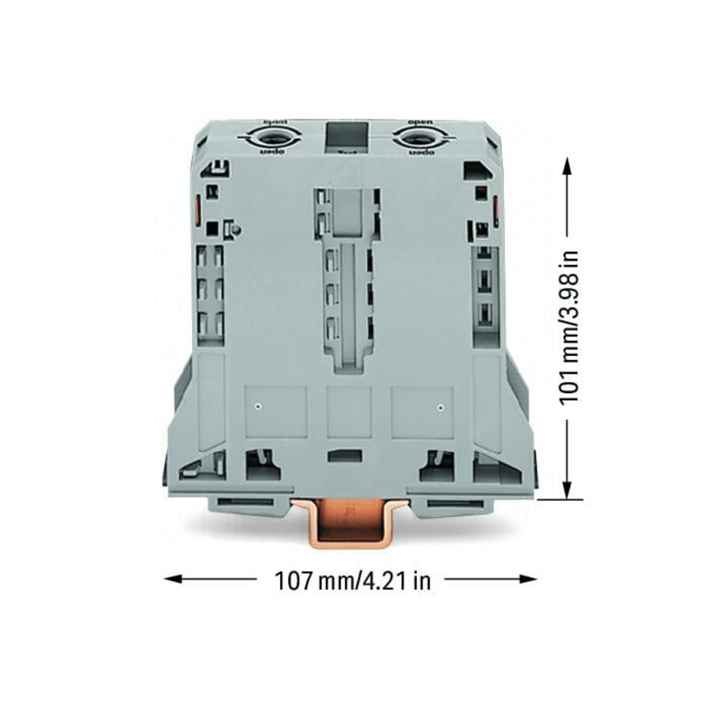 Borna de Paso para Corrientes Elevadas, 95 mm², POWER CAGE CLAMP, 2 Puntos de Conexión, 232 A, 1000 V, Montaje Carril DIN 35x15, Gris - Imagen 2
