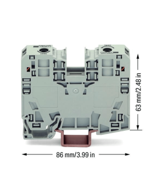 Borna de Paso, 35 mm², POWER CAGE CLAMP, 125 A, 1000 V, Montaje Carril DIN 35×15, Gris, Para Conductores 6-35 mm², Conectores Laterales, Marcaje Lateral