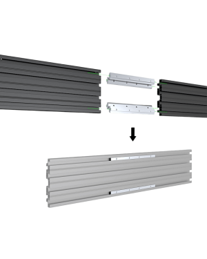Accesorio_ Riel de Aluminio con Longitud 1000 mm |  Incluye Tapas laterales  | Compatible con estructura para Videowall | Diseño Modular