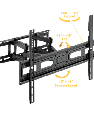 Montaje de Pared Universal Articulado para Monitores de 37 a 80″ | Carga Máxima 40 Kg | Vesa  100 x 100 a 600 x 400| Fabricado en Acero