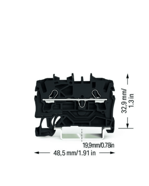Borna de Paso Serie 2002 / 2 Conductores / Sección 2.5 mm² / Tecnología Push-in CAGE CLAMP® / Aplicaciones Ex e II / Montaje Carril DIN 35×15 y 35×7.5 / Negro / Certificaciones ATEX IECEx UL CSA