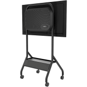 Carro Móvil para Pantalla Plana / 43″ a 75″+ Displays / Altura Ajustable 49.8″-65.8″ (126.5-167.1 cm) / Capacidad 150 lb (68 kg) / 4 Ruedas Dobles 4″ (102 mm) / Gestión de Cableado Interno / Estructura Tubular / Incl