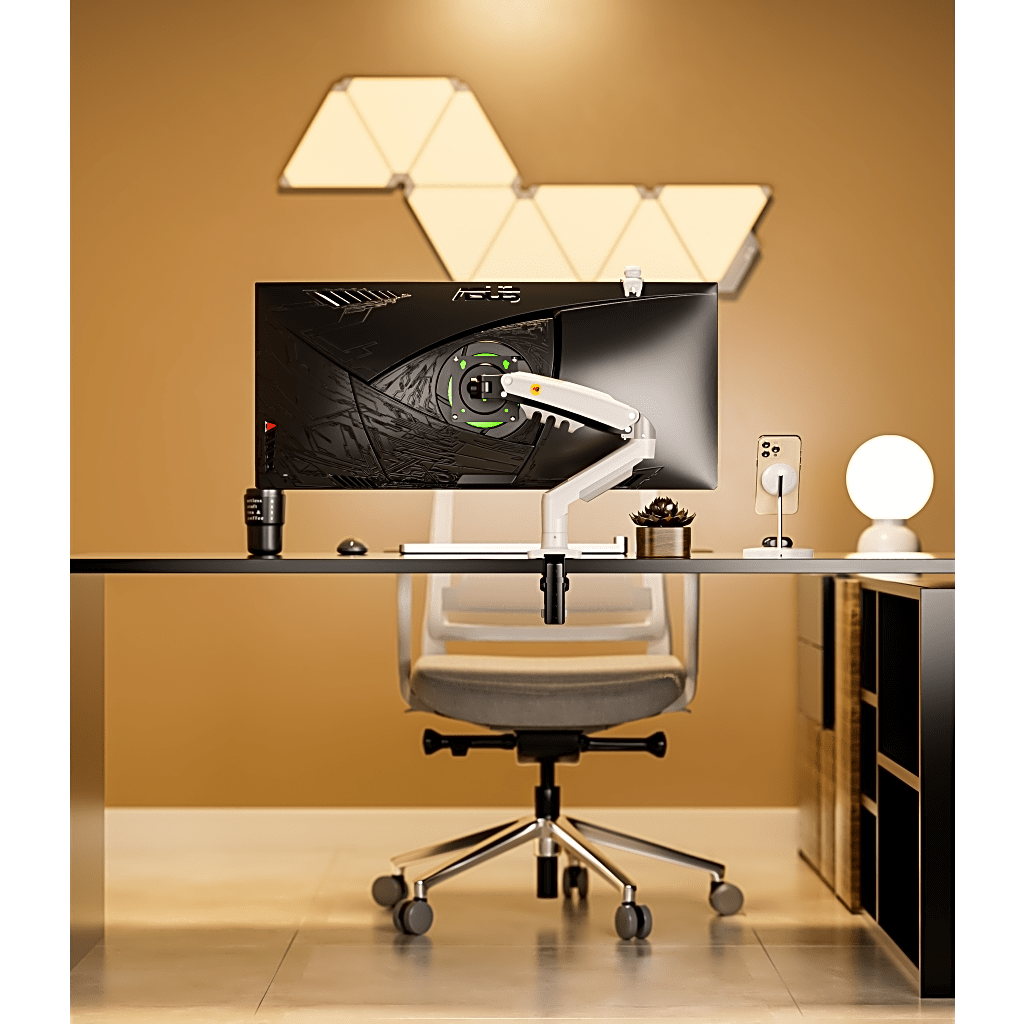 Brazo Ajustable para Monitor Ergonómico / Compatible con Monitores de 17" - 30" / Capacidad de Peso hasta 9 kg / Rotación 360° / Inclinación +85° a -30° / Giro 180° / Ajuste de Resorte de Gas / Color Blanco - Imagen 3
