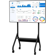 Carro Móvil para Pantalla Plana / 43″ a 75″+ Displays / Altura Ajustable 49.8″-65.8″ (126.5-167.1 cm) / Capacidad 150 lb (68 kg) / 4 Ruedas Dobles 4″ (102 mm) / Gestión de Cableado Interno / Estructura Tubular / Incl