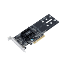 Tarjeta de Expansión M2D18 | PCIe 2.0 x8 | Compatible con NVMe y SATA SSD | 2 Ranuras M-key | Perfil Bajo y Altura Completa | Garantía de 3 Años.