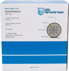 Bobina de Cable 305 Metros (1000 Pies) Cat6+ Calibre 23, Climas Extremos, Color Negro, Sin Blindar, para Intemperie.