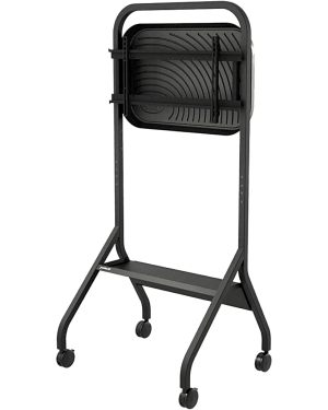 Carro Móvil para Pantalla Plana / 43″ a 75″+ Displays / Altura Ajustable 49.8″-65.8″ (126.5-167.1 cm) / Capacidad 150 lb (68 kg) / 4 Ruedas Dobles 4″ (102 mm) / Gestión de Cableado Interno / Estructura Tubular / Incl