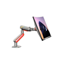 Montaje de Escritorio Ideal Para Monitores Gaming  de  32"- 60" / Capacidad de Carga Maxima 20 Kg / Vesa 75 x 75 -  100 x 100 / Acero / Giro 360° / Color Carbon Mate  con Cubierta  Plastica Color Rojo /  Iluminación RGB