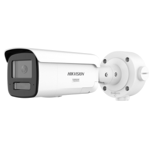 [ PROTECCIÓN ACTIVA ] Bala IP 4 Megapixel / Lente 4 mm / 60 mts IR / Exterior IP67 / Micrófono y Bocina Integrado (Audio de Dos Vías) / DARKFIGHTER / PoE+ / Luz Estroboscopica / ONVIF / Micro SD / 4 Analíticos