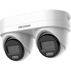 PanoVu Series / Lente Dual de 4 Megapixel / 2 Lentes Fijos de 2.8 mm / Recomendado para Pasillos o Esquinas / IP67 / IK10 / PoE / WDR 120 dB / 10 mts IR / Entrada y Salida de Audio y Alarma / MicroSD