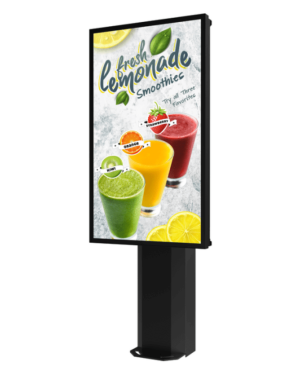 Montaje Tipo Kiosco para exterior Compatible con Pantallas de 55″ Samsung OH55AS / Diseño Ultradelgado / METAL / Exterior IP65 / Base Pedestal 8″