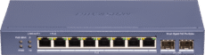 Switch PoE+ / Administrable / Uso en Rack / 8 Puertos 10/100 PoE+ /  2 Puertos 1000 Mbps Uplink  / 2 Puertos SFP / Configuración Nube desde Hik-PartnerPro / Modo Extendido hasta 300 Metros / 125 W