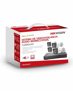 [Dual Light] Kit TurboHD 3K (5 Megapixel Real) / DVR 4 Canales / 4 Cámaras bala Dual Light / Audio bidireccional / Accesorios de Interconexión / Fuente de Poder